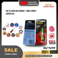 Bộ 4 chai keo dán đa năng siêu dính nhanh khô - loại no run gel không chảy dạng sệt 3M Scotch Super Glue AD113 2g