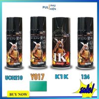 Bộ 4 chai sơn samurai màu xanh kẹo candy gồm Y017 - UCH210 - 3/124 - K1K - giấy nhám P800