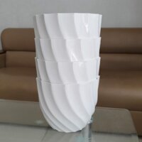 Bộ 4 chậu ốc xoắn 21x17cm màu trắng nhựa dày đẹp