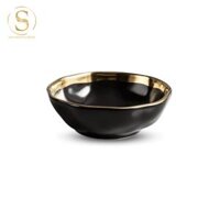 Bộ 4 Chén Chấm Sứ Pearl Đen Viền Vàng Sang Trọng Hiện Đại Phong Cách Châu Âu