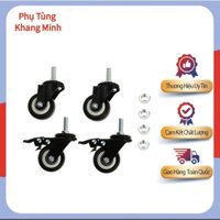 Bộ 4 chiếc bánh xe chân bàn máy may, bánh xe đẩy di chuyển có chốt xoay và ốc đi kèm