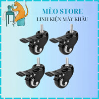 Bộ 4 chiếc bánh xe chịu lực chân bàn máy may, bánh xe đẩy di chuyển có chốt xoay, phanh hãm và ốc đi kèm,gen 10 và gen12