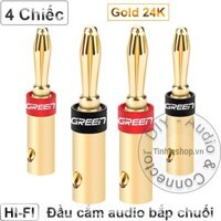 Bộ 4 chiếc Jack cắm Loa Amplifier bắp chuối - Rắc bắp chuối cắm Loa Âm ly nhân đồng mạ vàng 24K Ugreen 30513