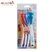 Bộ 4 Chiếc Thìa Ăn Dặm Báo Nóng MUNCHKIN Màu Sắc Tươi Sáng, Chất Liệu Nhựa Mềm An Toàn Cho Bé MK43682