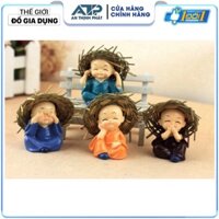 Bộ 4 Chú Tiểu Đội Nón Rơm Rất Dễ Thương - Bộ 4 tượng chú tiểu Tứ Không đội Nón Lá Việt Nam  Hình Thật Video Thật (APS)