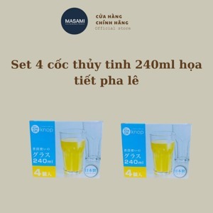 Bộ 4 cốc thủy tinh 240ml họa tiết pha lê (Japan)