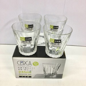 Bộ 4 cốc thủy tinh 245ml kẻ sọc Japan