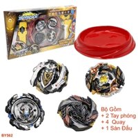Bộ 4 con quay BEYBLADE – 2 tay phóng cao cấp + Sàn Đấu