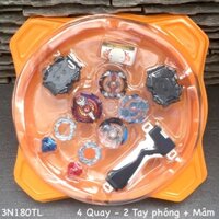 Bộ 4 con quay Beyblade + 2 Tay Phóng+ Sàn Đấu