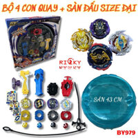 Bộ 4 con quay sắt kèm sàn đấu size đại POWER GYRO BY979