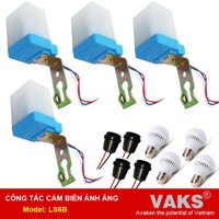 Bộ 4 Công tắc cảm biến ánh sáng LS6B + Tặng 4 bóng đèn Led 7W và 4 đuôi đèn chống nước