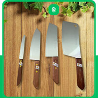Bộ 4 dao thái thịt KIWI cán gỗ, dao gọt hoa quả đa năng nhiều kích cỡ inox bóng loáng không gỉ - Nhà Bếp Thiên Hà