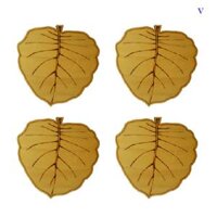 Bộ 4 Đế Lót Ly Hình Chiếc Lá Nhatvywood NVH09 Màu Vàng gỗ