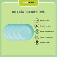 Bộ 4 đĩa (dĩa) thủy tinh sâu lòng Luminarc Friend's Time màu xanh ngọc 17cm - P6364*4, sản xuất tại Pháp