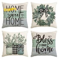 Bộ 4 Đồ Trang Trí Mùa Xuân Bạch Đàn Trang Trại Ném Gối Đệm 18 X 18 Cho Ghế