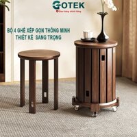 Bộ 4 Ghế Xếp Gọn Đa Năng Cao Cấp GOTEK G-01 Chất Liệu Gỗ Thông Tự Nhiên Thiết Kế Sang Trọng