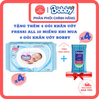 [Bộ 4 Gói 100 Miếng Khăn Ướt Bobby Xanh] Khăn Giấy Ướt Em Bé Bobby Care (Không Hương) - TIEMNHACHUN / TIỆM NHÀ CHUN