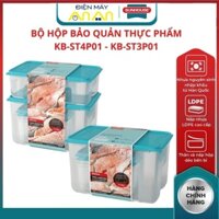 Bộ 4 Hộp Bảo Quản Thực Phẩm BIOZONE KB-ST4P01, bảo quản trong tủ lạnh, có nhiều kích thước