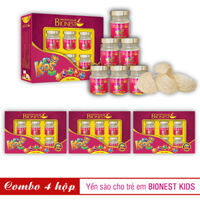 Bộ 4 hộp Yến sào Bionest Kids cao cấp - Quà tặng cho bé biếng ăn 6 lọ