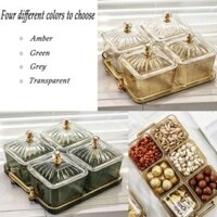 Bộ 4 Hủ Đựng Mứt Mica Khay Kim Loại