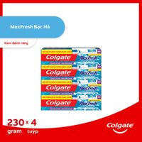 Bộ 4 Kem đánh răng Colgate bạc hà the mát Maxfresh 230g/tuýp tặng bàn chải đánh răng Colgate LazadaMall