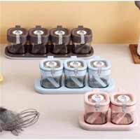 Bộ 4 Lọ Đựng Gia Vị Có Thìa Nhựa Trong Suốt Loại CAO CẤP(DH)
