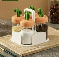 Bộ 4 lọ đựng gia vị siêu xinh ( bộ đựng gia vị hình xương rồng cute)