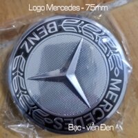 Bộ 4 Logo Mercedes, chụp mâm xe (chụp Lazâng) xe Mercedes đường kính 75mm, phù hợp mẫu xe Mercedes khác nhau, MecBo75