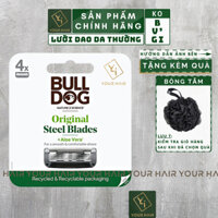 Bộ 4 lưỡi dao cạo cho da thường Bulldog Original Steel Blades | Nhập khẩu chính hãng UK