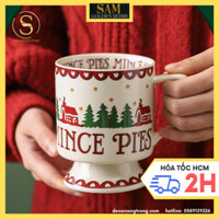 Bộ 4 Ly Cốc Có Quai Carol Sứ Xương Họa Tiết Giáng Sinh Cao Cấp Giao Hàng Hỏa Tốc HCM 2H