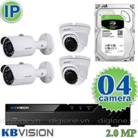 Bộ 4 Mắt Camera IP KBVISION 2.0mp