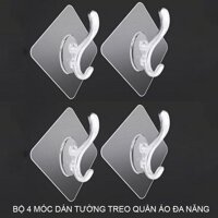 BỘ 4 MÓC TREO QUẦN ÁO ĐA NĂNG L1033N DÁN TƯỜNG LOẠI NHỎ