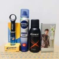 Bộ 4 món :1Xịt Toàn Thân NIVEA 120ML+ 1xịt khử mùi xmen 40ml+ 1nước hoa cao cấp Xxis 10ml+ Tặng 1nước hoa Xmen 22ml