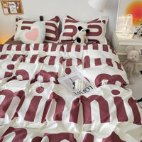 Bộ 4 món chăn ga gối đệm poly cotton ga giường họa tiết hoa nhí vintage, bộ ga gối drap giường bo chun