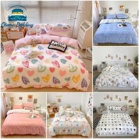 Bộ 4 món chăn ga kèm vỏ gối cotton poly mềm mại, Bộ chăn ga gối drap giường vintage bo chun cao cấp - Otama Bedding