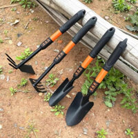 Bộ 4 món dụng cụ làm vườn tay cầm bọc cao su chắc chắn , siêu tiện dụng gồm cuốc , xẻng , cào đất