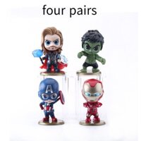 Bộ 4 món trang trí bánh nhựa PVC đầu lớn Avengers mô hình đồ chơi