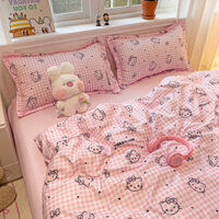 Bộ 4 món vỏ chăn ga gối đệm poly cotton ga giường họa tiết hoa nhí vintage, bộ ga gối drap giường bo chun