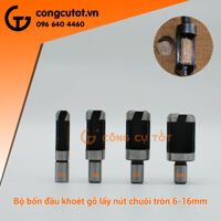 Bộ 4 mũi khoan lấy nút gỗ chuôi tròn 6-16mm