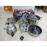 Bộ 4 nồi + chảo vung kính + ấm KAISA VILLA KV6666 dùng cho tất cả các loại bếp.Hàng chuẩn, mới tinh 100%