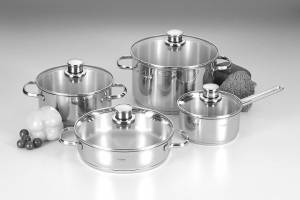 Bộ 4 nồi Cuchinna inox 3 đáy cao cấp, nắp kính