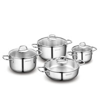 Bộ 4 nồi inox 18/10  Korkmaz Perla (nồi 1.8 lít/3.5 lít/5.5 lít/nồi thấp 3 lít)