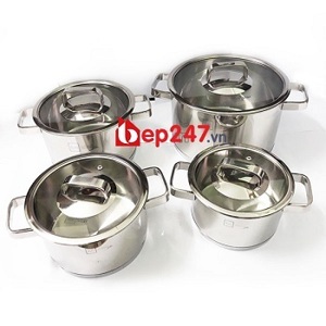 Bộ 4 nồi inox 304 cao cấp Fivestar nắp kính B4LV3304