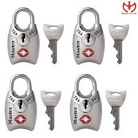 Bộ 4 ổ khóa vali TSA Master Lock 4689 EURQ Sử Dụng Chung Chìa - Bạc