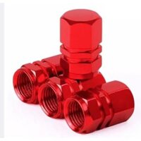 Bộ 4 ốc - nắp chụp chân van, đầu vòi xe hơi, xe máy, ô tô chất lượng cao chống rỉ nhiều màu - bộ 4 nắp Đỏ