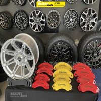 Bộ 4 Ốp Má Phanh Ô Tô Kim Loại Nhôm CNC Nguyên Khối, Ốp Heo Xe Loại Bắt Pát Cao Cấp Theo Từng Xe, 2 Màu Đỏ, Vàng