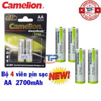 Bộ 4 Pin Sạc AA (2A) Camelion LockBox Rechargeable Accu / AlwaysReady 2700mAh - 1.2V