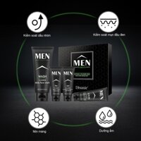 Bộ 4 sản phẩm chăm sóc da sữa rửa mặt + tẩy tế bào chết + kem dưỡng ẩm sáng tối đặc biệt dành cho nam Disunie mới 2021