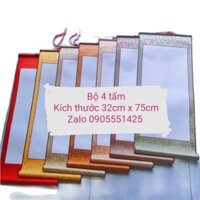 Bộ 4  tấm biểu lụa  viết thư pháp. Giấy viết thư pháp. Mành tre thư pháp.Biểu bồi lụa trang trí tết. Biểu lụa thư pháp