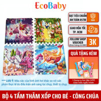 Bộ 4 Tấm Thảm Xốp Lót Sàn Hình Công Chúa Disney, Thảm Chơi Cho Bé - 60x60cm - EcoBaby
